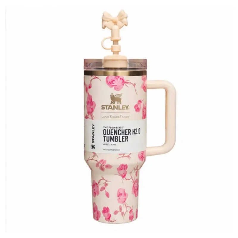 تراول ماگ استنلی Stanly مدل Tumbler طرح شکوفه گنجایش 1180 میلی لیتر