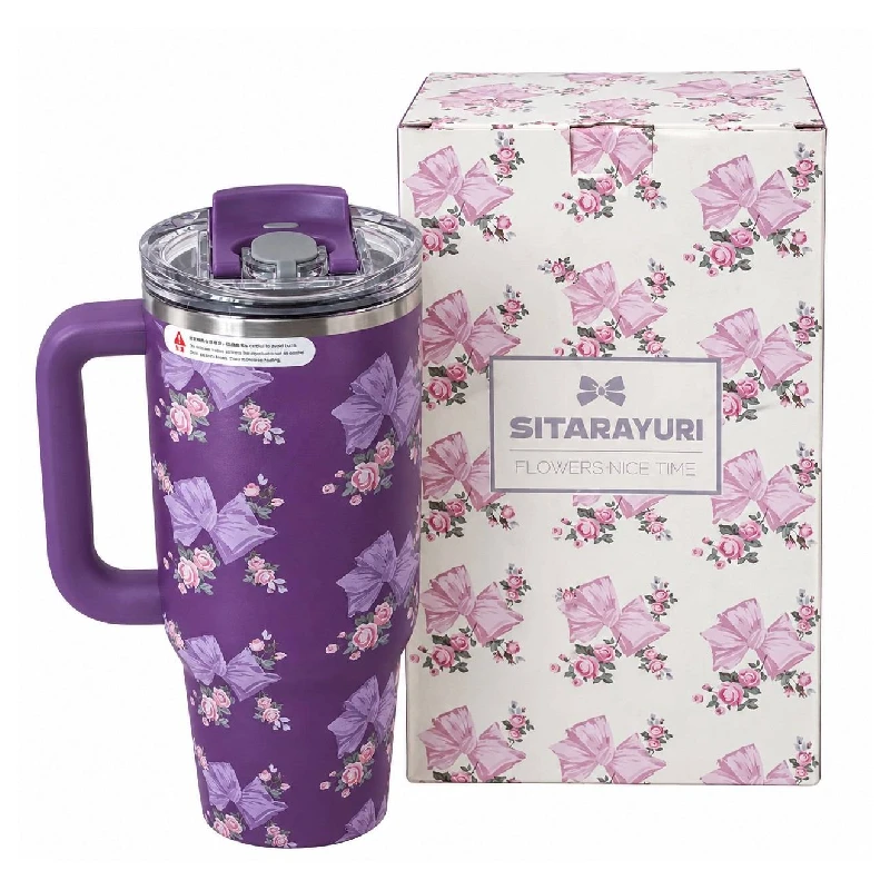 تراول ماگ طرح استنلی Stanly مدل Tumbler طرح Floral Sitarayvari رنگ بنفش گنجایش 900 میلی لیتر - تصویر 2