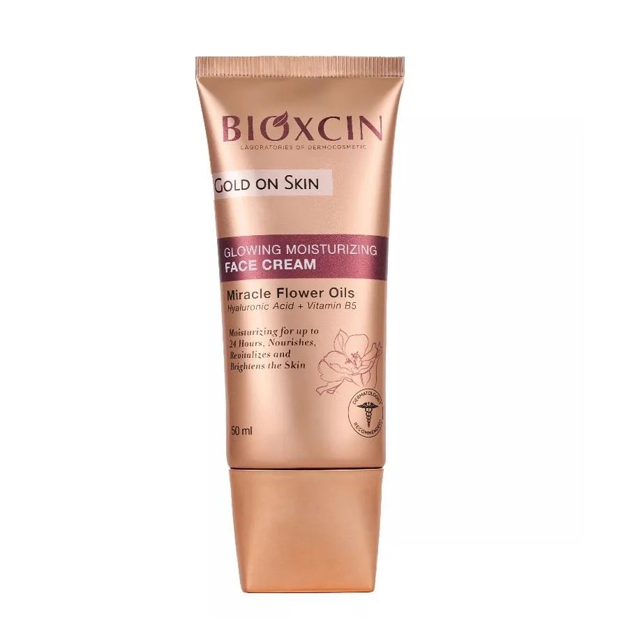 کرم مرطوب کننده و درخشان کننده صورت بیوکسین Bioxcin مدل Gold On Skin حجم 50 میل