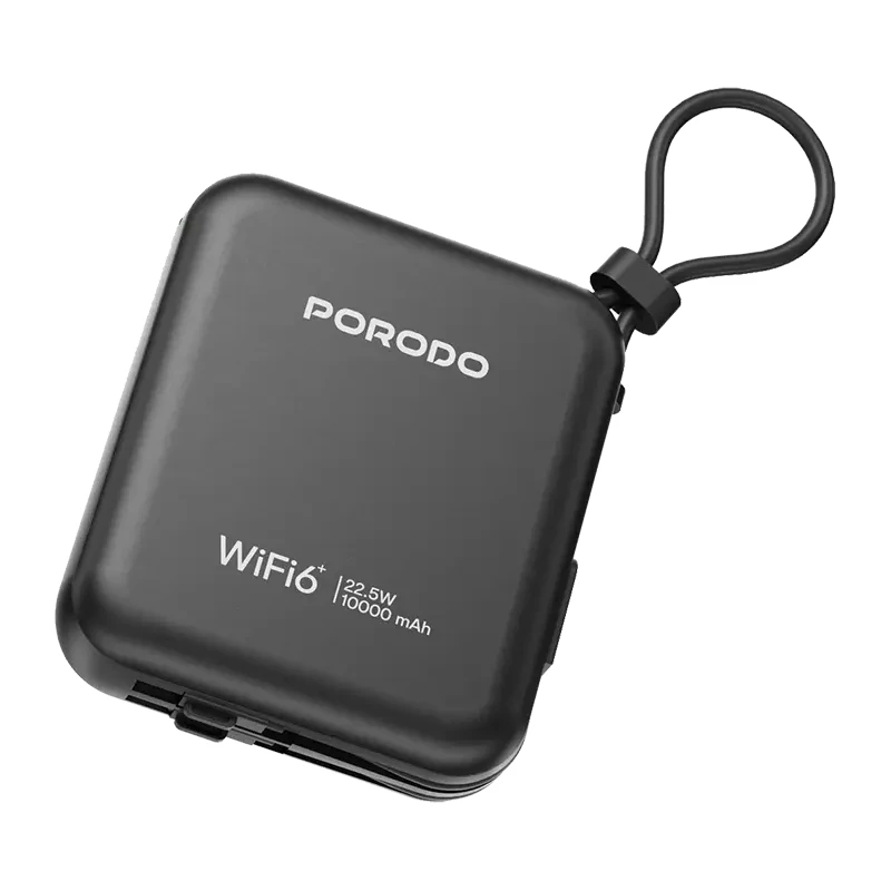 پاوربانک و مودم 4G/LTE قابل حمل پرودو Porodo مدل PBFCH064 ظرفیت 10000 میلی آمپر