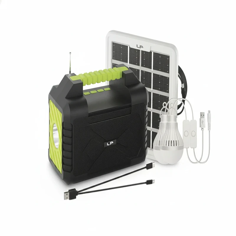 اسپیکر قابل حمل شارژ خورشیدی LP‑V77 با چراغ LED و پاوربانک