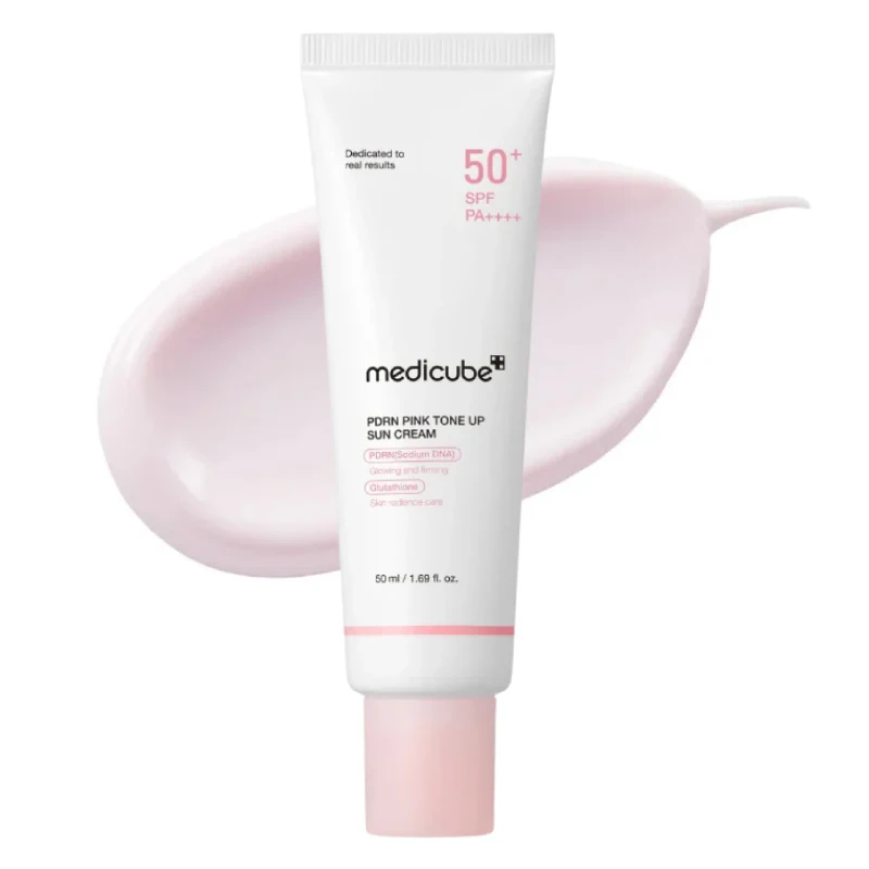 کرم ضد آفتاب مدی کیوب Medicube مدل PDRN Pink Tone up SPF50+ بیرنگ حجم 50 میل